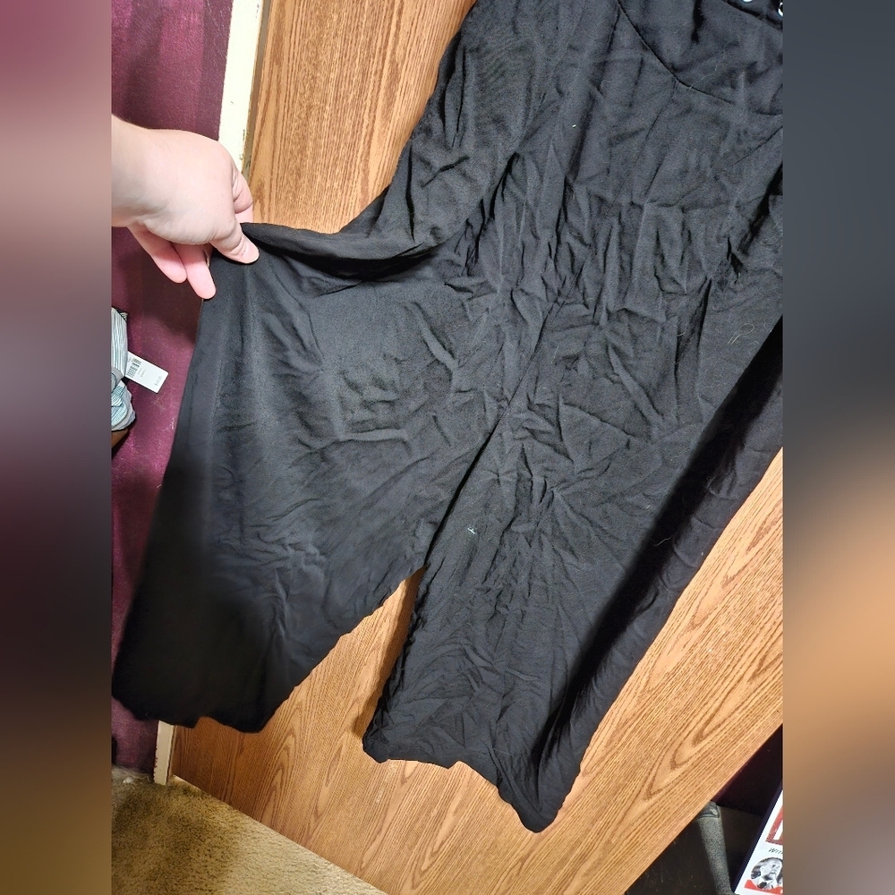 torrid black stretch challis lace up jumpsuit Size 1 With Pockets! - Picture 3 of 11